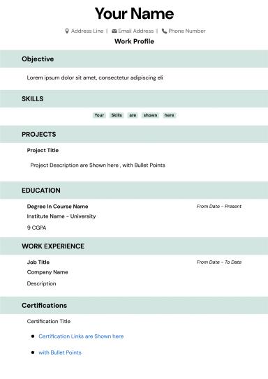 Resume Template 1